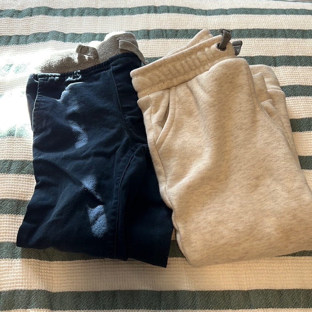 Cream Sweatpants/joggers (cat and Jack) and Blue Old Navy Dress pants